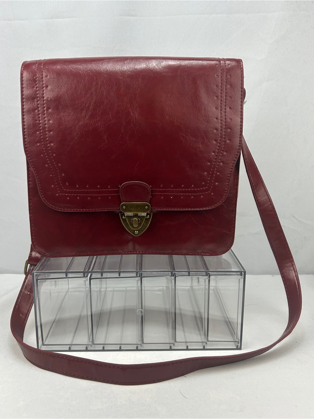 Mossimo Classic Burgundy Faux Leather Crossbody Bag